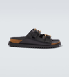 Versace Leather Sandals With Double Buckle Design In Black