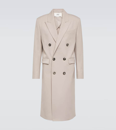 AMI ALEXANDRE MATTIUSSI VIRGIN WOOL GABARDINE COAT