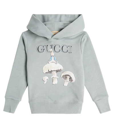 Gucci Kids' X Peter Rabbit Printed Jersey Hoodie In Grey