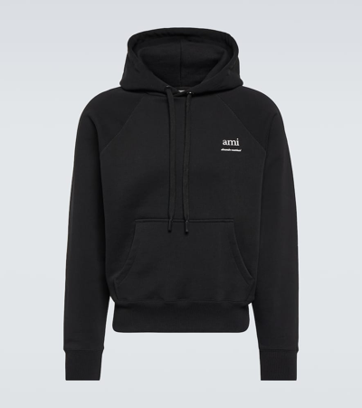 Ami Alexandre Mattiussi Ami Paris Men Black Hoodie With Drawstring Hood And Logo Detail On The Front In Cotton Man In Multi
