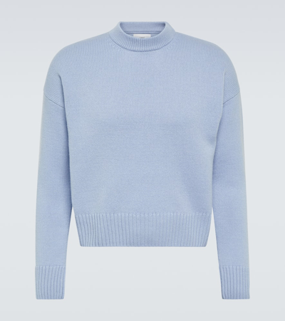 Ami Alexandre Mattiussi Cropped Wool And Cashmere Sweater In Blue