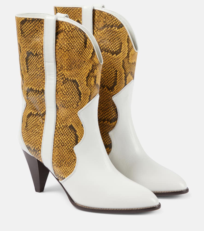 Isabel Marant Witney Snake-effect Leather Ankle Boots In White