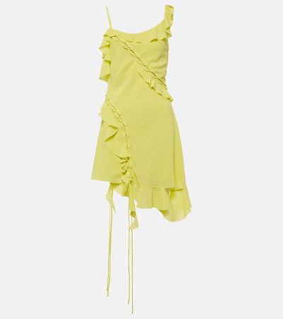 Acne Studios Ruffled Asymmetric Minidress In Yellow