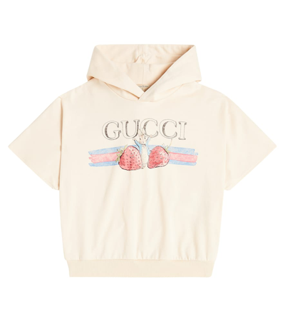 Gucci Kids' X Peter Rabbit Printed Jersey Hoodie In Neutrals