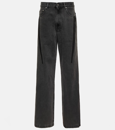 Dion Lee Slouchy Darted Low Rise Wide Leg Jeans In Black