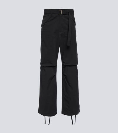 Sacai Straight Cargo Pants In Black