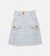 BALMAIN CHECKED COTTON-BLEND TWEED MINISKIRT