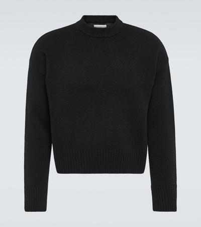 Ami Alexandre Mattiussi Cropped Wool And Cashmere Sweater In Black