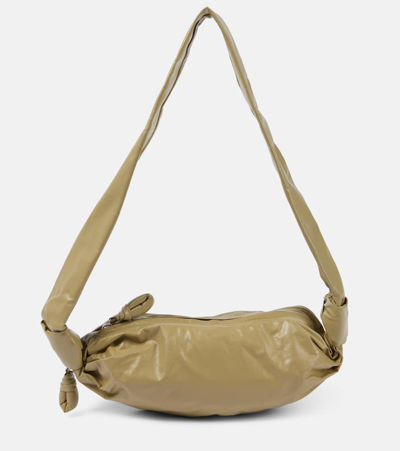 Lemaire Croissant Small Leather Shoulder Bag In Green