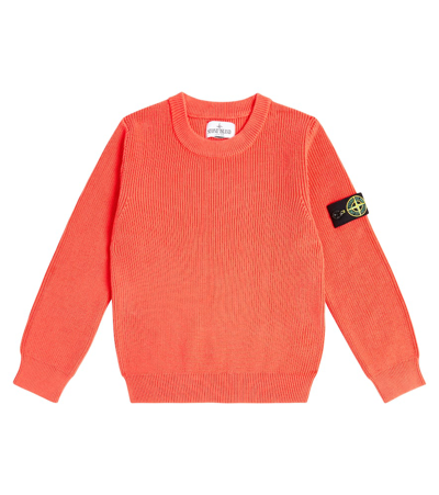 Stone Island Junior Kids' Compass Cotton Jersey Sweatshirt In Orange