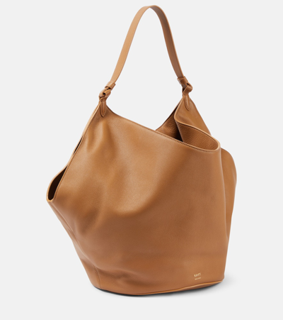 Khaite Medium Lotus Smooth Leather Tote Bag In Brown