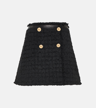 Versace Medusa Bouclé Tweed Miniskirt In Black