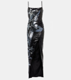 BALMAIN SEQUINED SIDE-SLIT MAXI DRESS