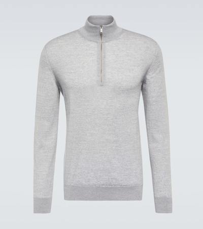 Zegna Wool Half-zip Sweater In Grey