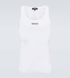 Versace Geripptes Tanktop Aus Baumwolle Mit Logo In White