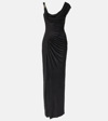 Versace Medusa Draped Maxi Dress In Black