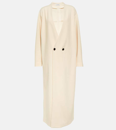 Fforme Alva Oversized Double-breasted Wool-blend Crepe Coat In Neutrals