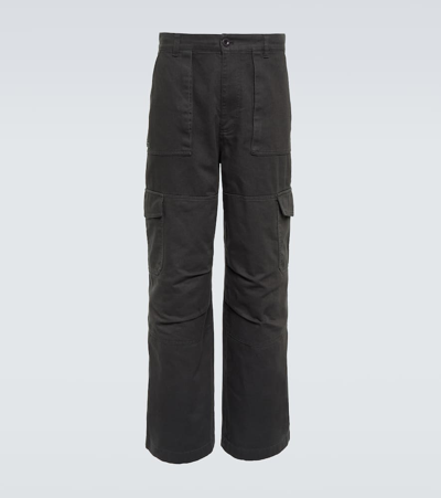 Acne Studios Mid-rise Cotton-blend Twill Cargo Trousers In Dark Grey