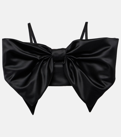 Nina Ricci Duchess Bow-detail Satin Bralette In Black