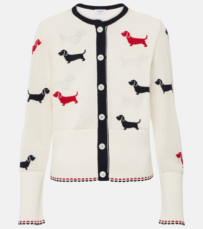 Thom Browne Pointelle Cotton Cardigan In White