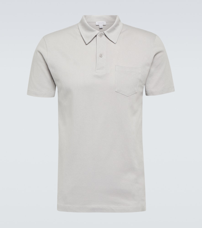 Sunspel Riviera Cotton Pique Polo Shirt In Grey