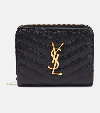 Saint Laurent Cassandre Matelassé Leather Wallet In Black