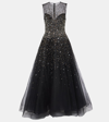 MONIQUE LHUILLIER EMBELLISHED TULLE GOWN