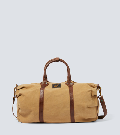 Rrl Leather-trimmed Duffel Bag In Orange