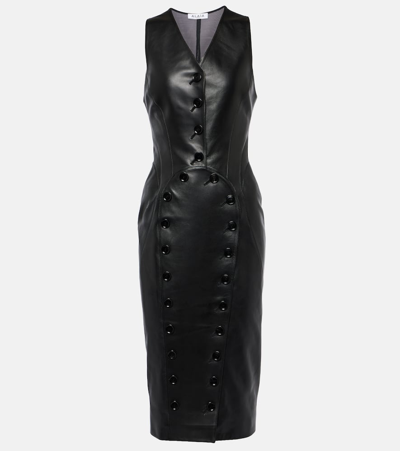 Alaïa 皮革中长连衣裙 In Noir Alaia