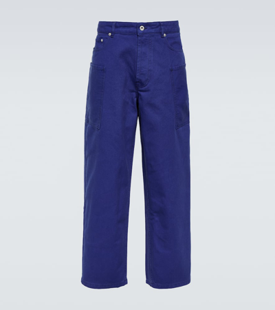Kenzo Cotton Trousers In Blue