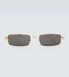 Cartier Embellished Rectangular Sunglasses In Gold