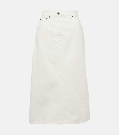 Prada High-rise-midirock Aus Denim In White