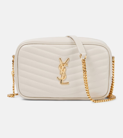 Saint Laurent Lou Mini Leather Shoulder Bag In White