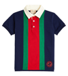 Gucci Web Stripe Cotton Jersey Polo Shirt In Multicoloured