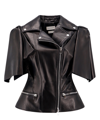 Alexander Mcqueen Women Sleeveless Leather Jacket With Knotted Drapery In Black