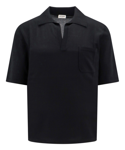 Saint Laurent Wool Polo Shirt In Black