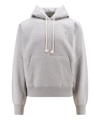 Saint Laurent Cassandre-embroidered Cotton Hoodie In Grey