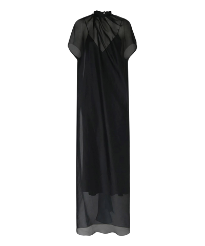 Khaite Essie Silk Organza Maxi Dress In Black