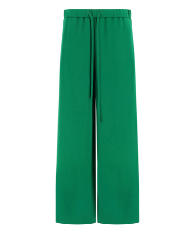 Valentino Cady Couture Silk Trousers In Green