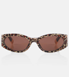 Jacquemus Sunglasses With Oval Frame And Animal Print In Brown