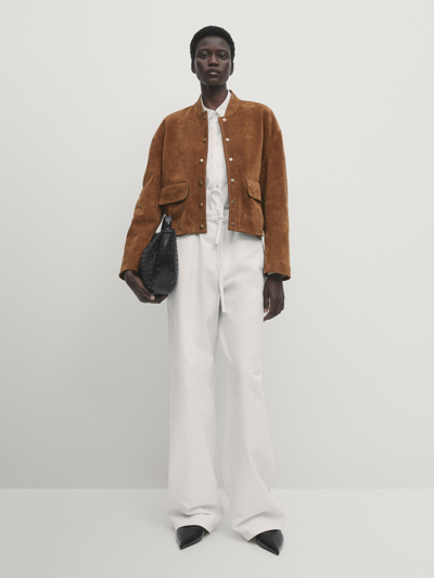 Massimo Dutti Suede Bomber Jacket Massimo Dutti Suede Leather