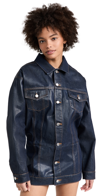 Eb Denim Webster Coated Denim Mini Shirt Dress In Midnight Glaze