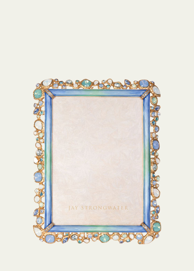 Jay Strongwater Oceana Bejeweled Picture Frame, 5" X 7" In Blue
