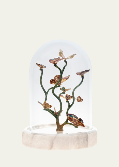 Jay Strongwater Aldora Butterfly Branch Cloche In Flora