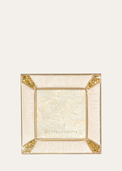 Jay Strongwater Leland Gold Pave Corner 2" Square Picture Frame