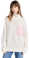 JW ANDERSON TEXTURED PATCH POCKET TURTLENECK jumper WHITE