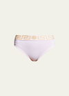 Versace Greca Logo-band Cotton Bikini Briefs In Pink