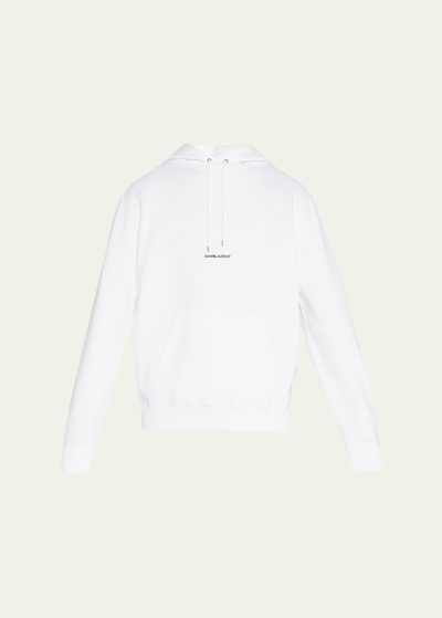 Saint Laurent Men's Rive Gauche Jersey Hoodie In White