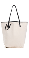Jw Anderson Jw Tall Anchor Logo Plaque Tote Bag In Natural/black