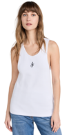 Jw Anderson Crew Neck Ribbed Sleeveless Top Straight Hem In White